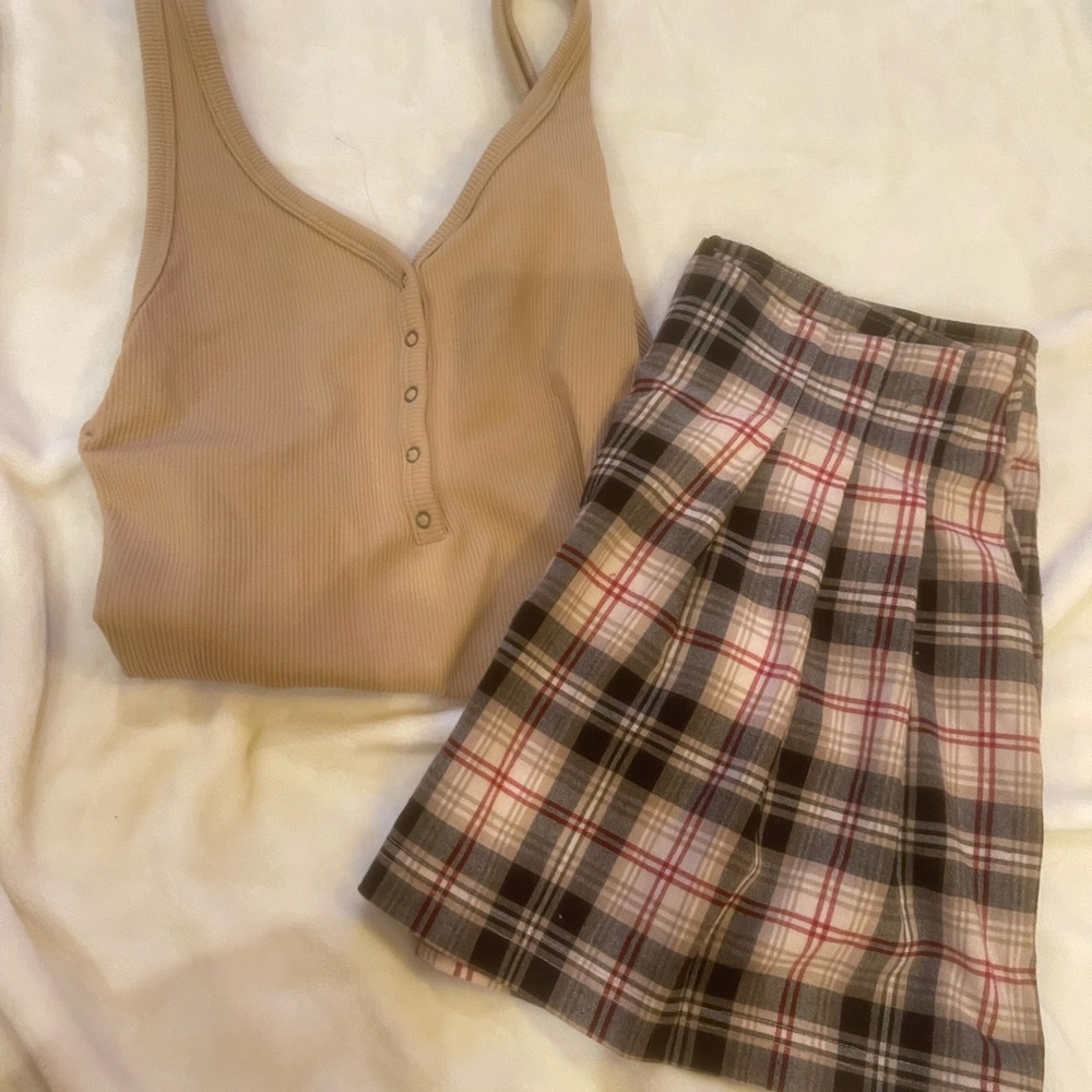 Wet Seal Black and Red Plaid A-Line Skirt